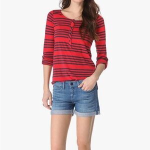 Splendid Women's Stripe Henley Pepper Color Medium